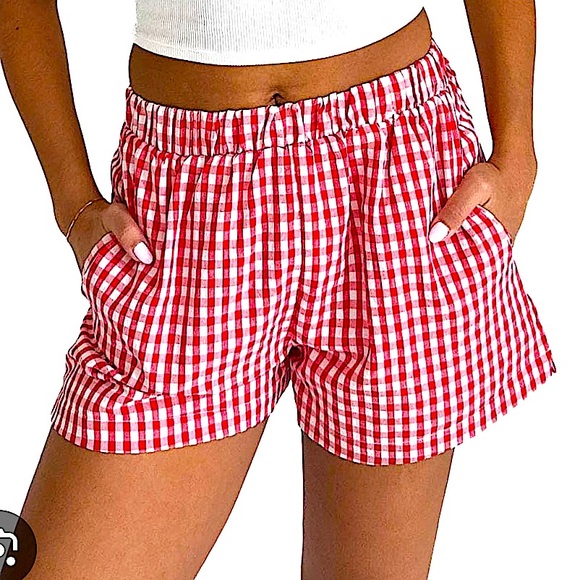 SHEIN Pants - XL shein gingham red plaid shorts